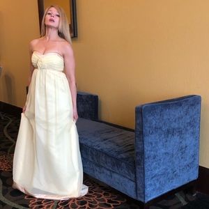 Strapless Formal Gown in Soft Yellow Size 0/2